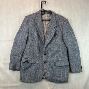 Vintage Harris Tweed Jacket Men's UK 42 Grey Herringbone Made in UK 100% wool
